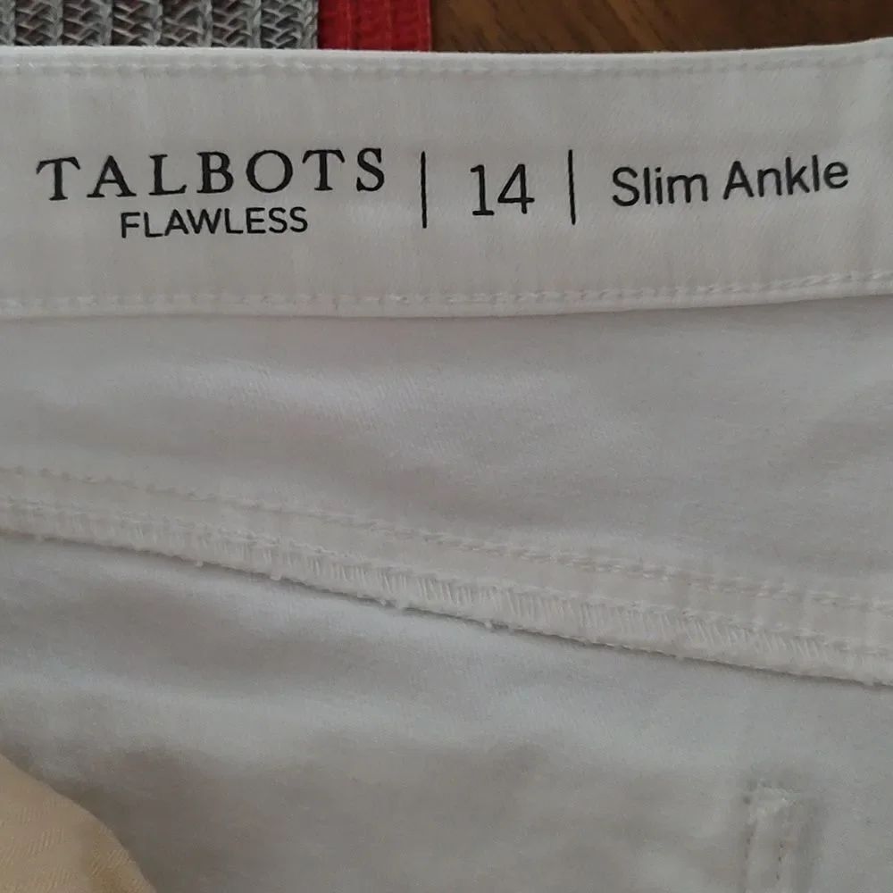 Talbots flawless slim ankle white raw hem jeans Sz 14 NWOT - Picture 8 of 8
